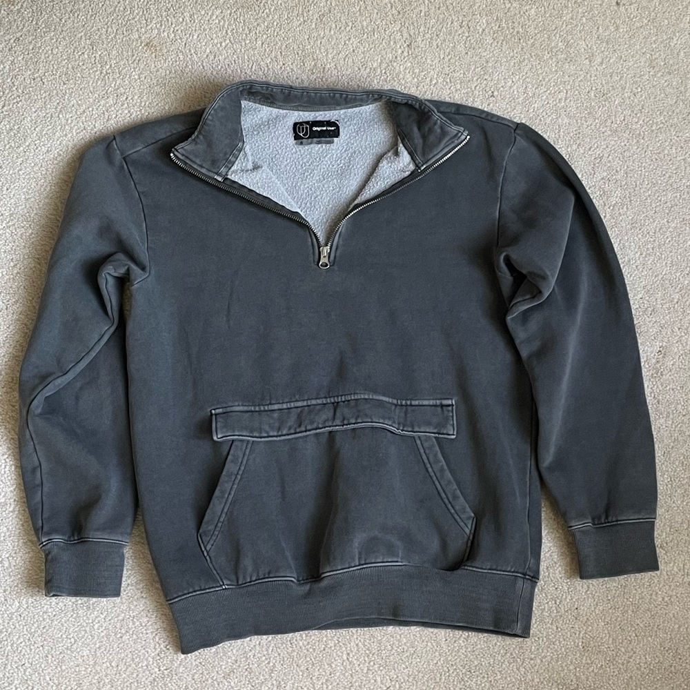 Gray half zip sweater